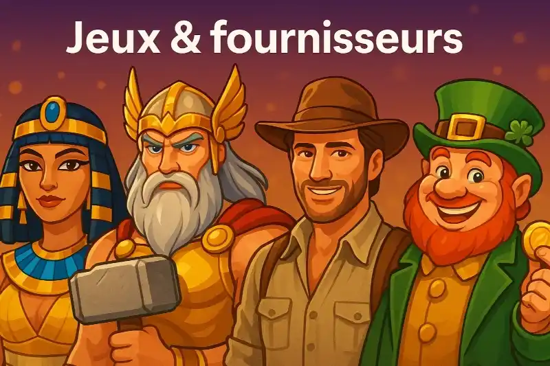 Catalogue de jeux : slots, live, RNG et fournisseurs